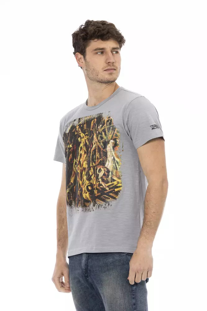 Gray Cotton Men T-Shirt - ventzia