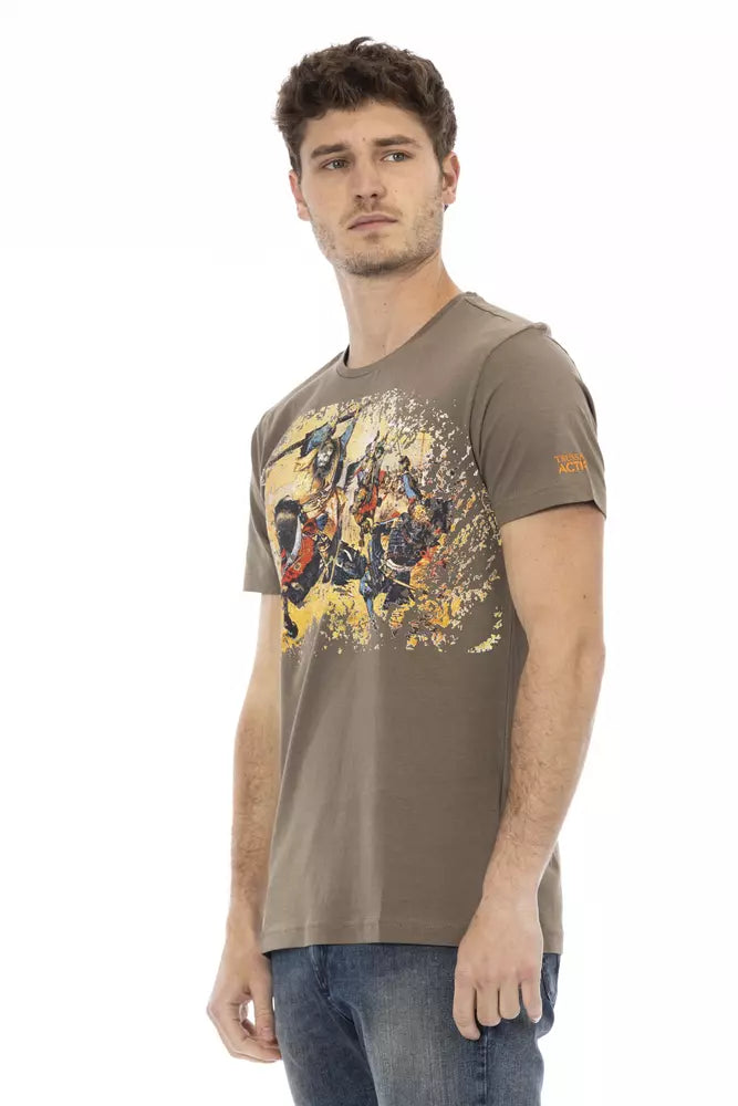 Brown Cotton Men T-Shirt - ventzia