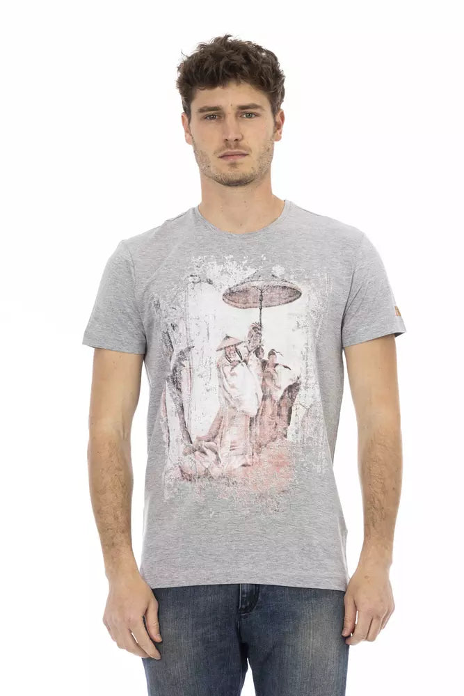 Gray Cotton Men T-Shirt - ventzia