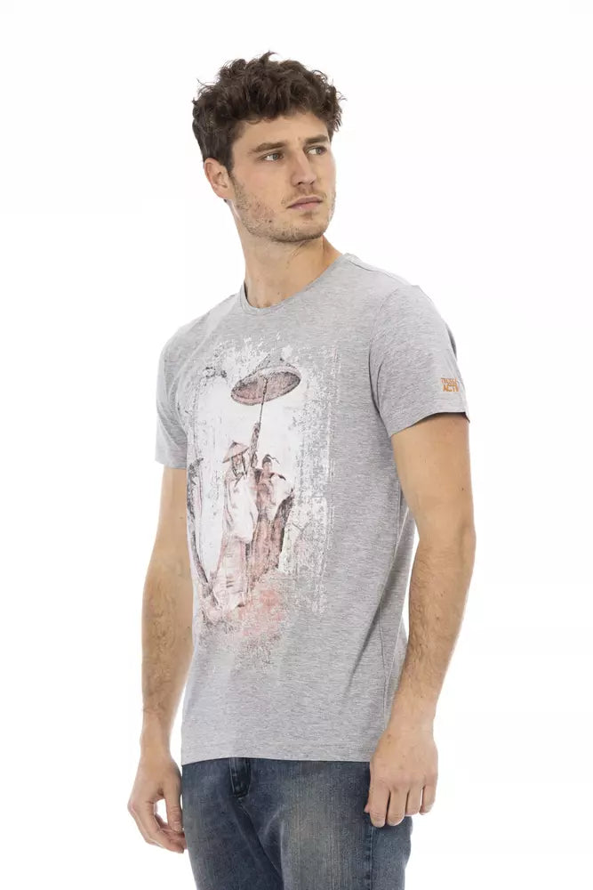 Gray Cotton Men T-Shirt - ventzia