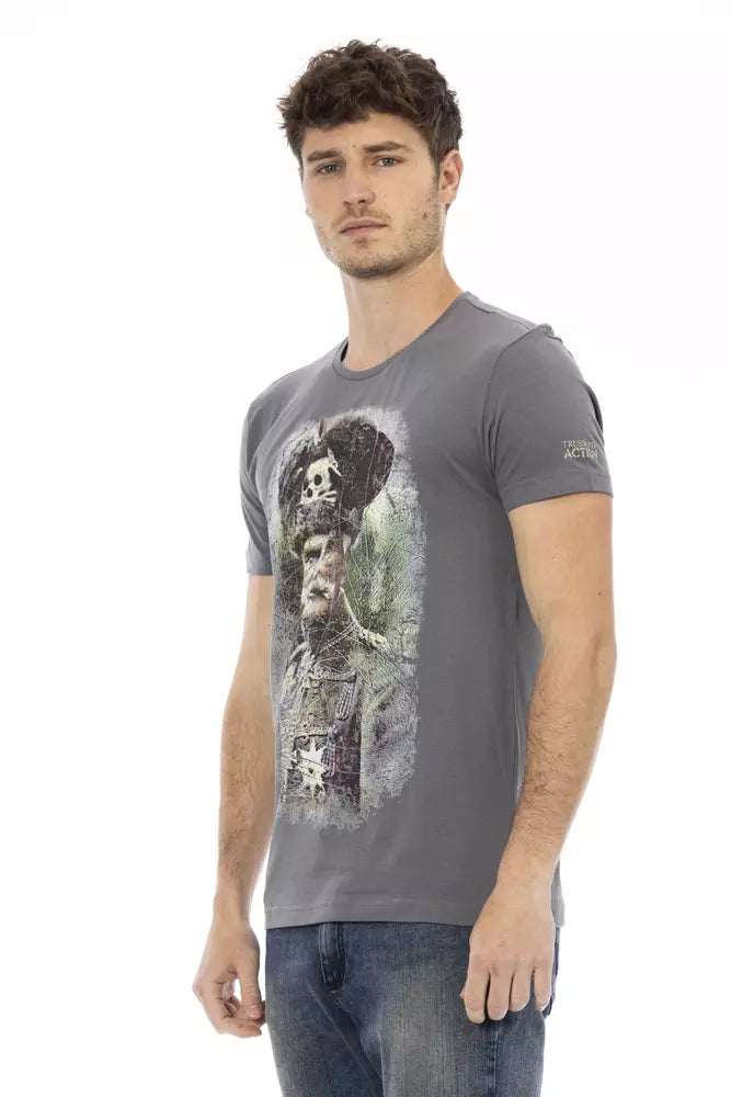 Gray Cotton Men T-Shirt - ventzia