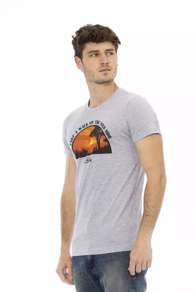 Gray Cotton Men T-Shirt - ventzia