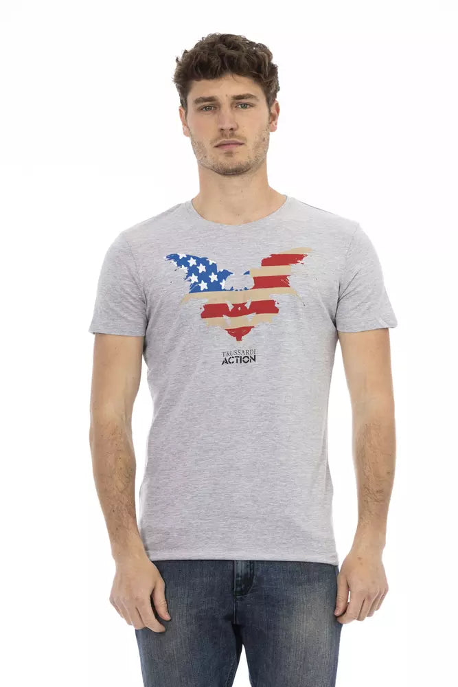 Gray Cotton Men T-Shirt - ventzia