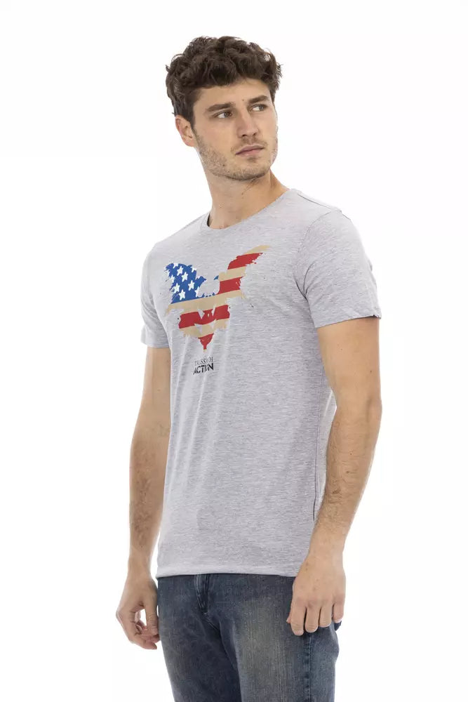 Gray Cotton Men T-Shirt - ventzia