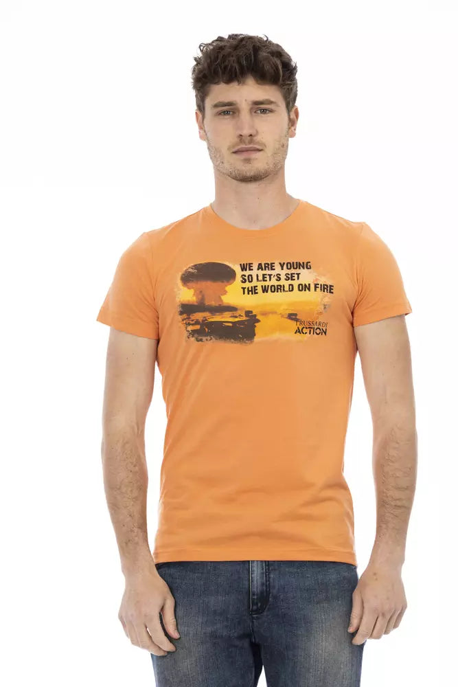 Orange Cotton Men T-Shirt - ventzia