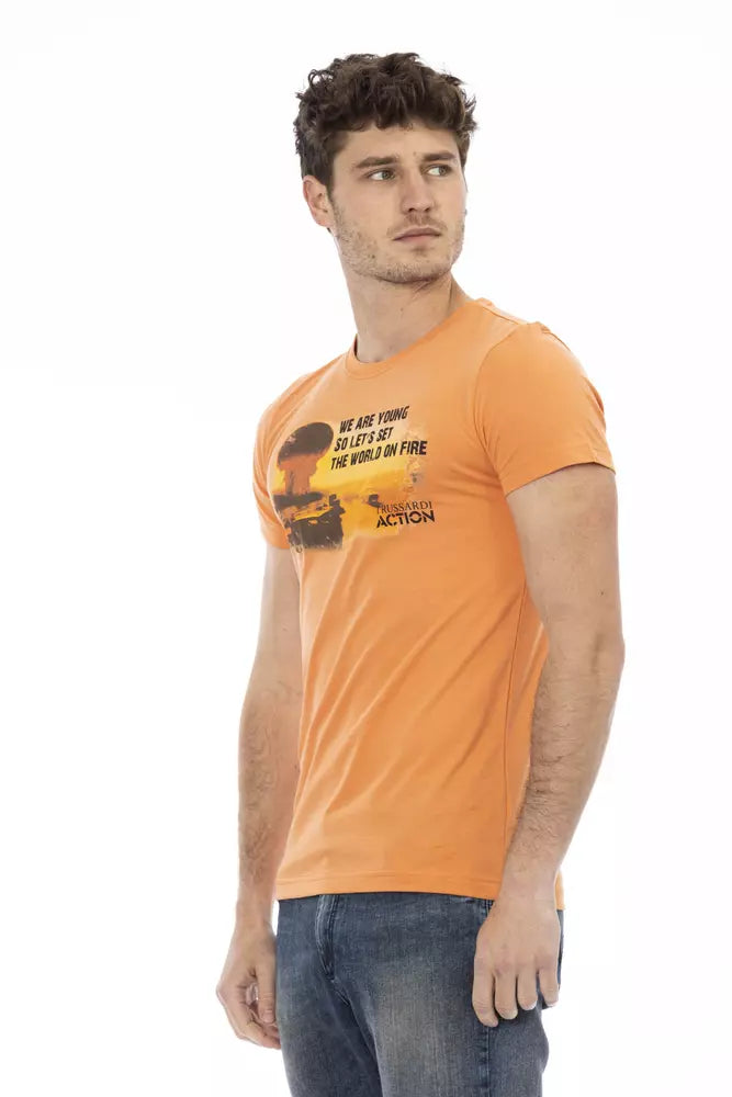 Orange Cotton Men T-Shirt - ventzia