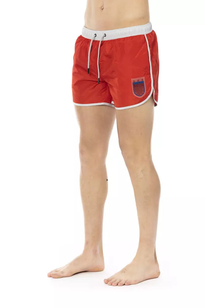 Red Polyester Men Swim Short - ventzia