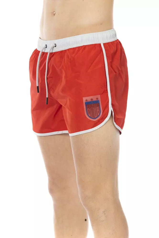 Red Polyester Men Swim Short - ventzia
