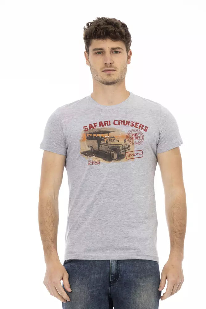 Gray Cotton Men T-Shirt - ventzia