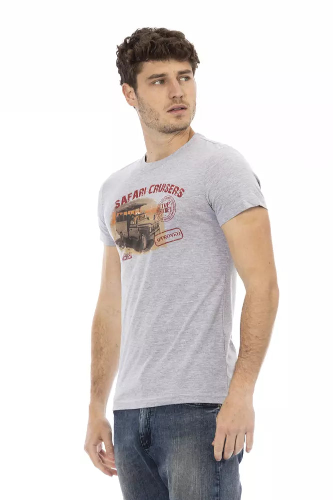 Gray Cotton Men T-Shirt - ventzia
