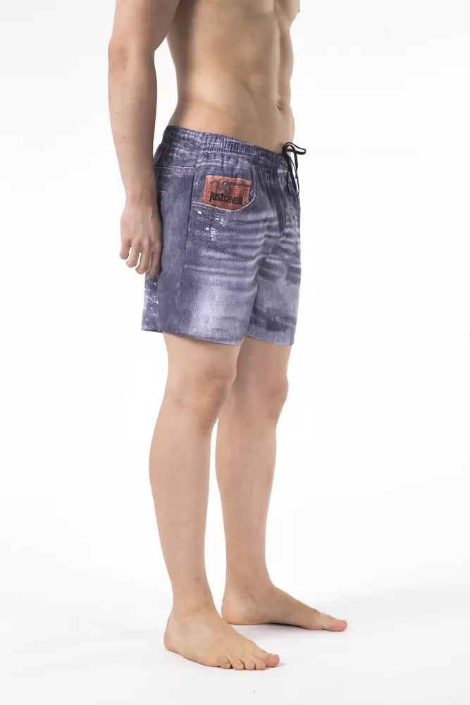 Blue Polyester Men Swim Shorts - ventzia