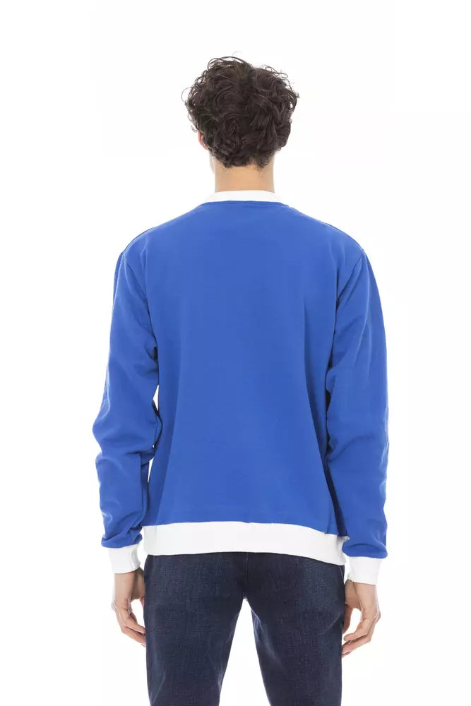 Blue Cotton Men Sweater - ventzia