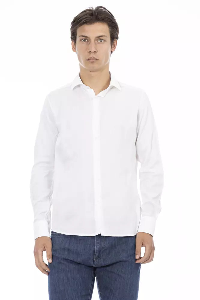 White Cotton Men Shirt - ventzia