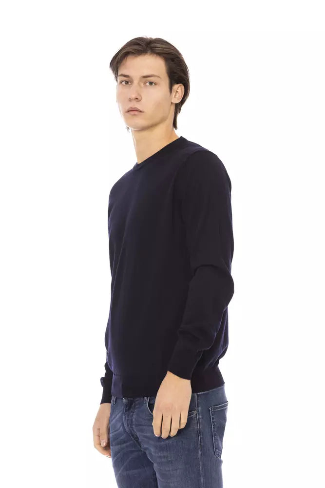 Blue Fabric Men Sweater - ventzia