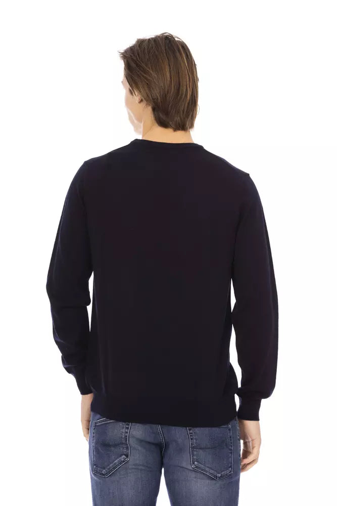 Blue Fabric Men Sweater - ventzia