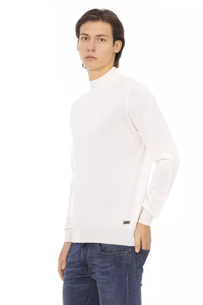 White Fabric Men Sweater - ventzia