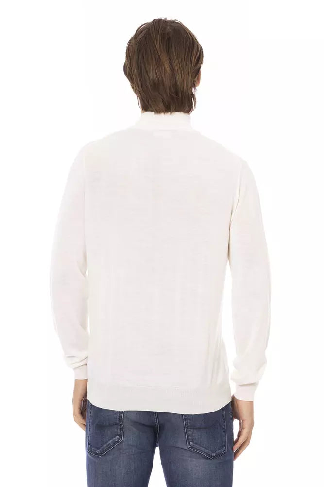 White Fabric Men Sweater - ventzia