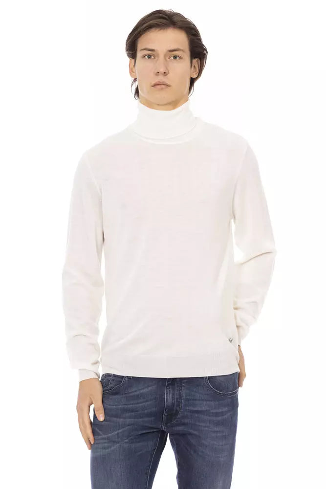 White Fabric Men Sweater - ventzia