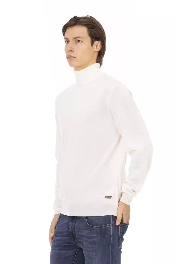 White Fabric Men Sweater - ventzia