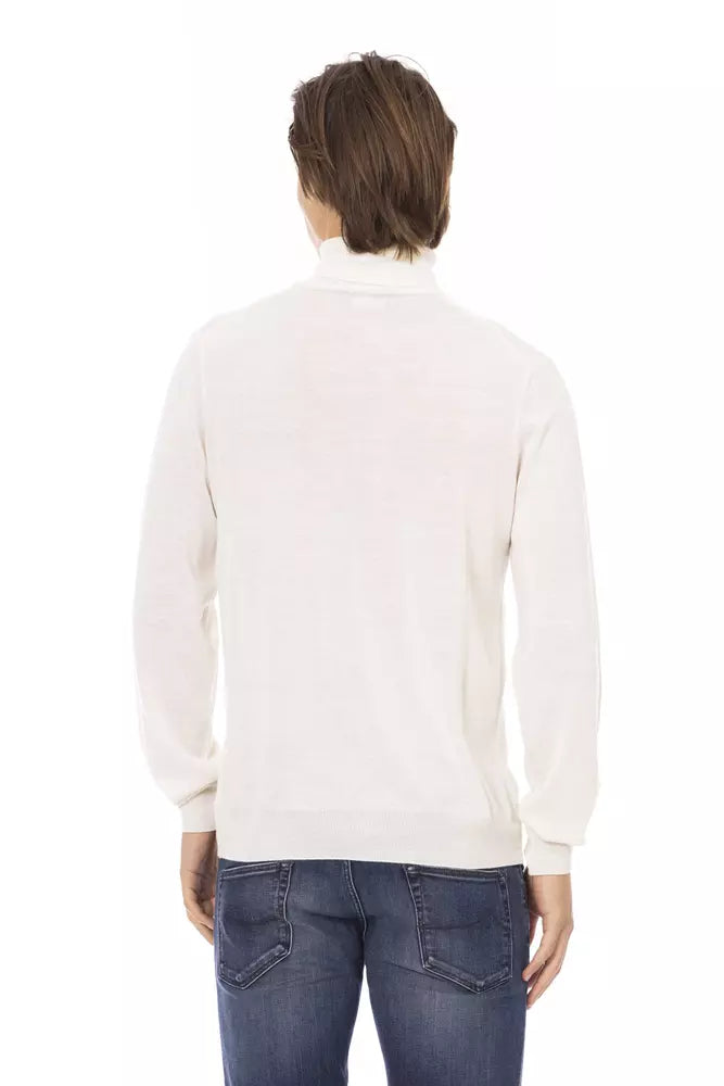 White Fabric Men Sweater - ventzia