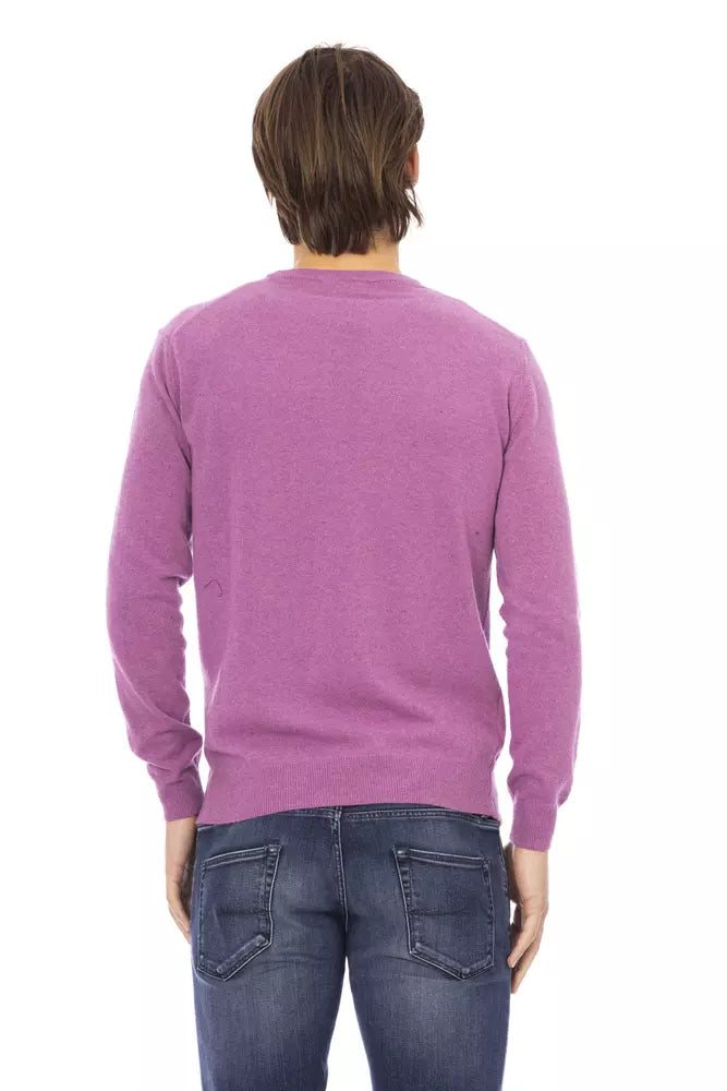 Purple Wool Men Sweater - ventzia
