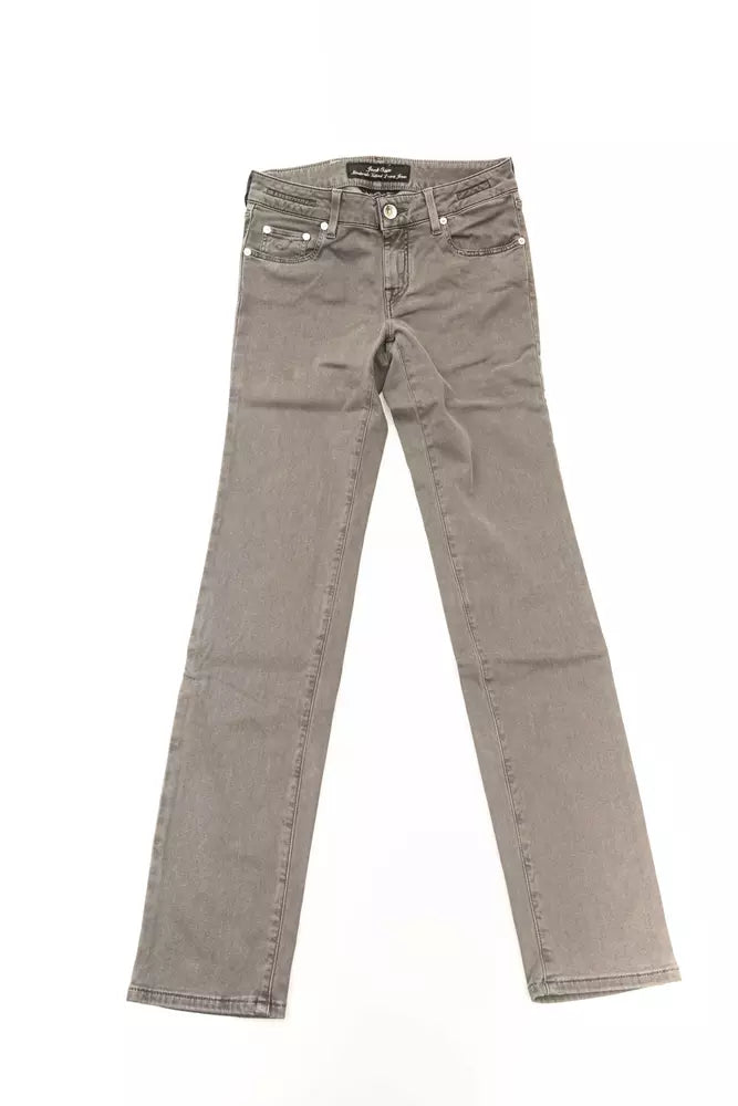 Gray Cotton Women Jeans - ventzia