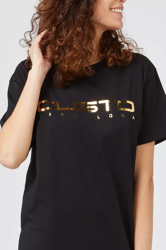 Black Cotton Women T-Shirt - ventzia