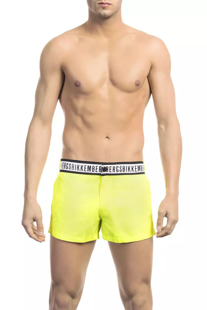 Yellow Polyamide Men Swim Short - ventzia