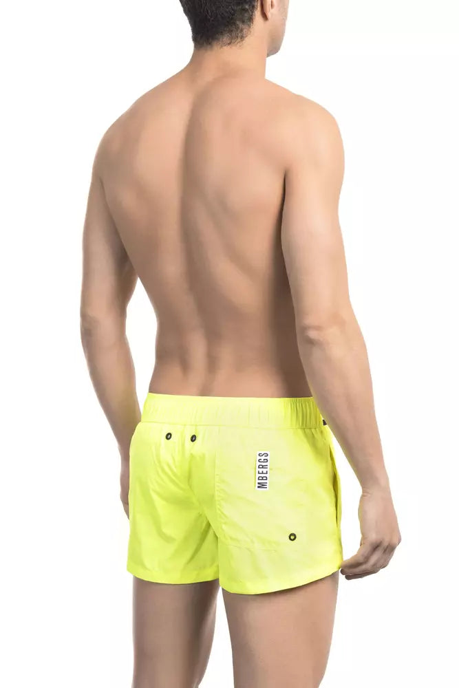 Yellow Polyamide Men Swim Short - ventzia
