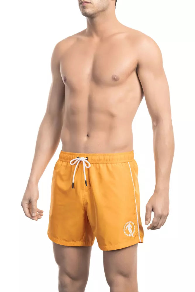 Orange Polyester Men Swim Short - ventzia