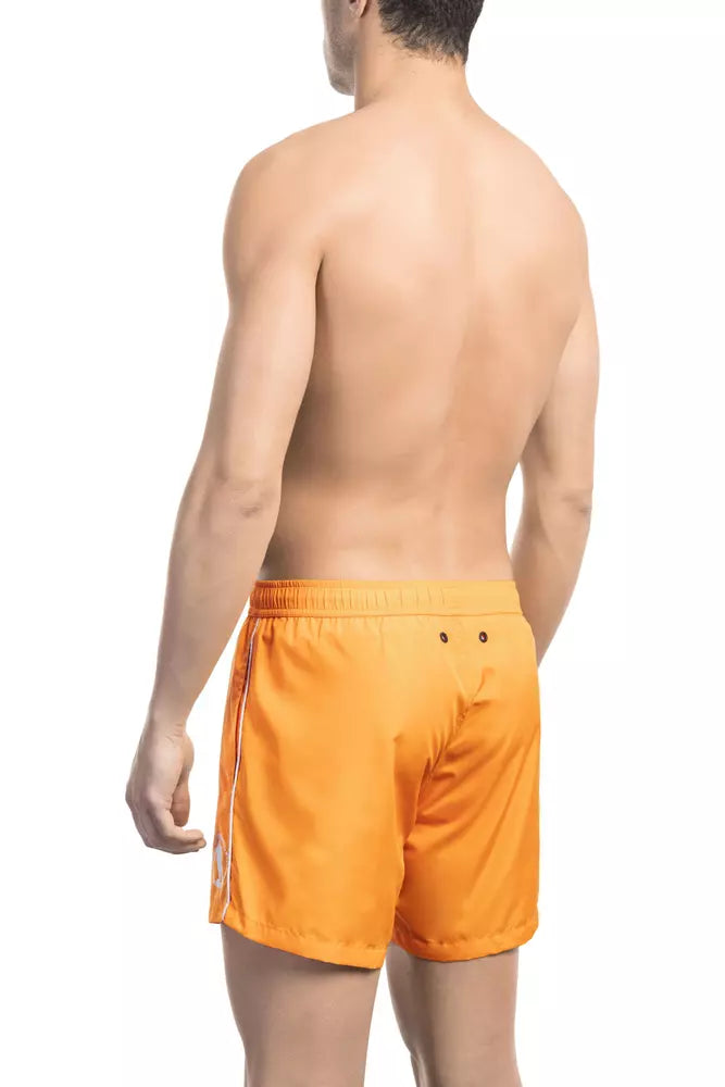 Orange Polyester Men Swim Short - ventzia