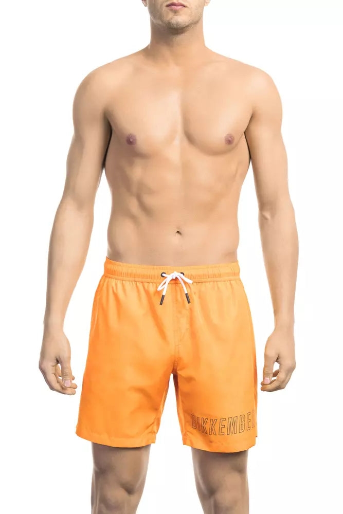 Orange Polyester Men's Swim Short - ventzia