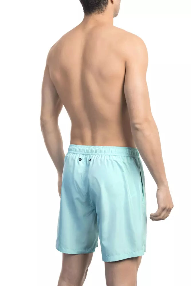 Light Blue Polyester Men Swim Short - ventzia