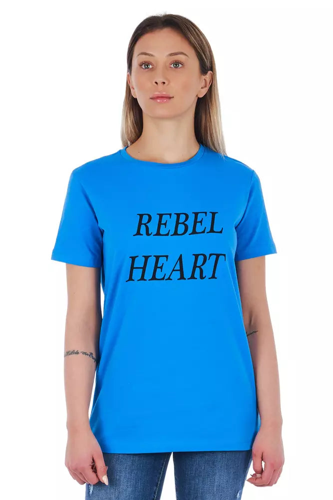 Light Blue Cotton Women T-Shirt - ventzia