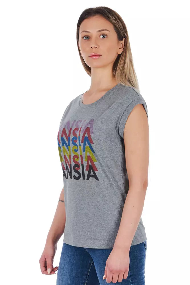 Gray Cotton Women T-Shirt - ventzia