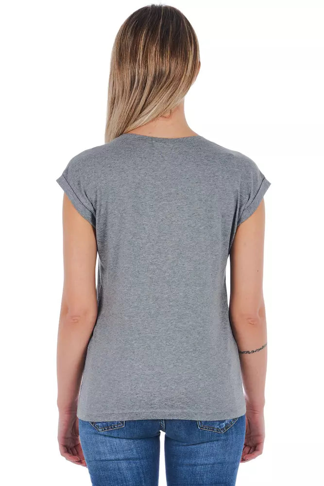 Gray Cotton Women T-Shirt - ventzia