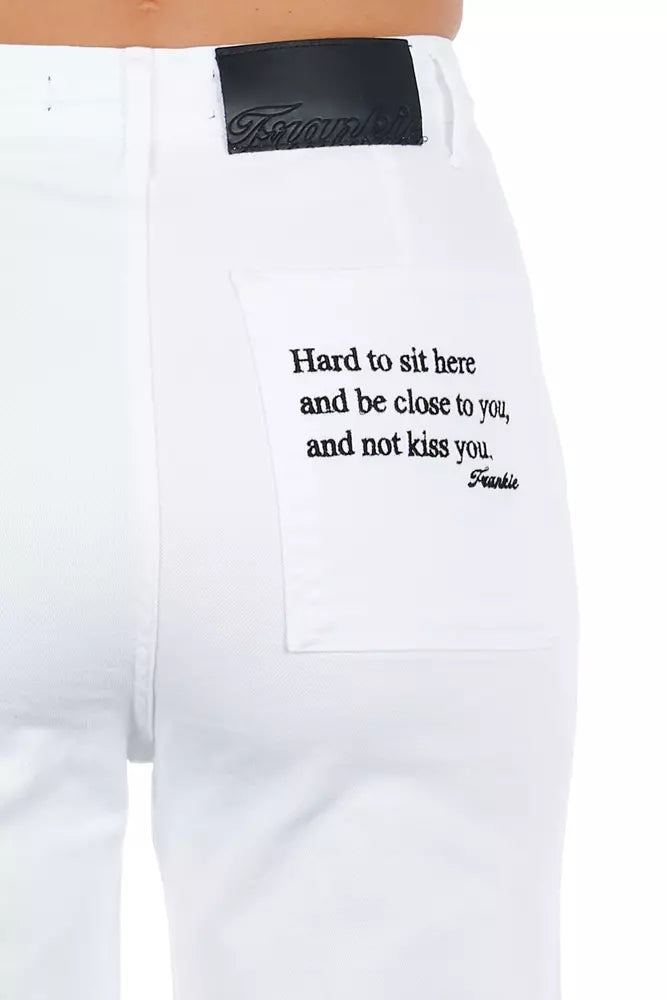 White Cotton Women's Cropped Trouser - ventzia