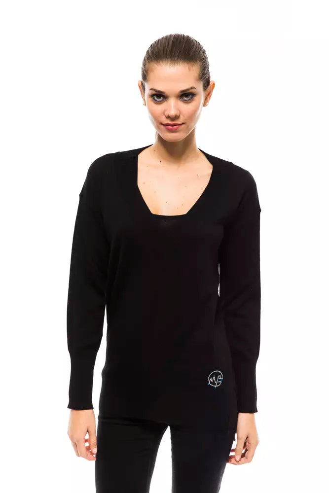 Black Wool Women Sweater - ventzia