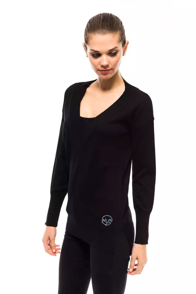 Black Wool Women Sweater - ventzia