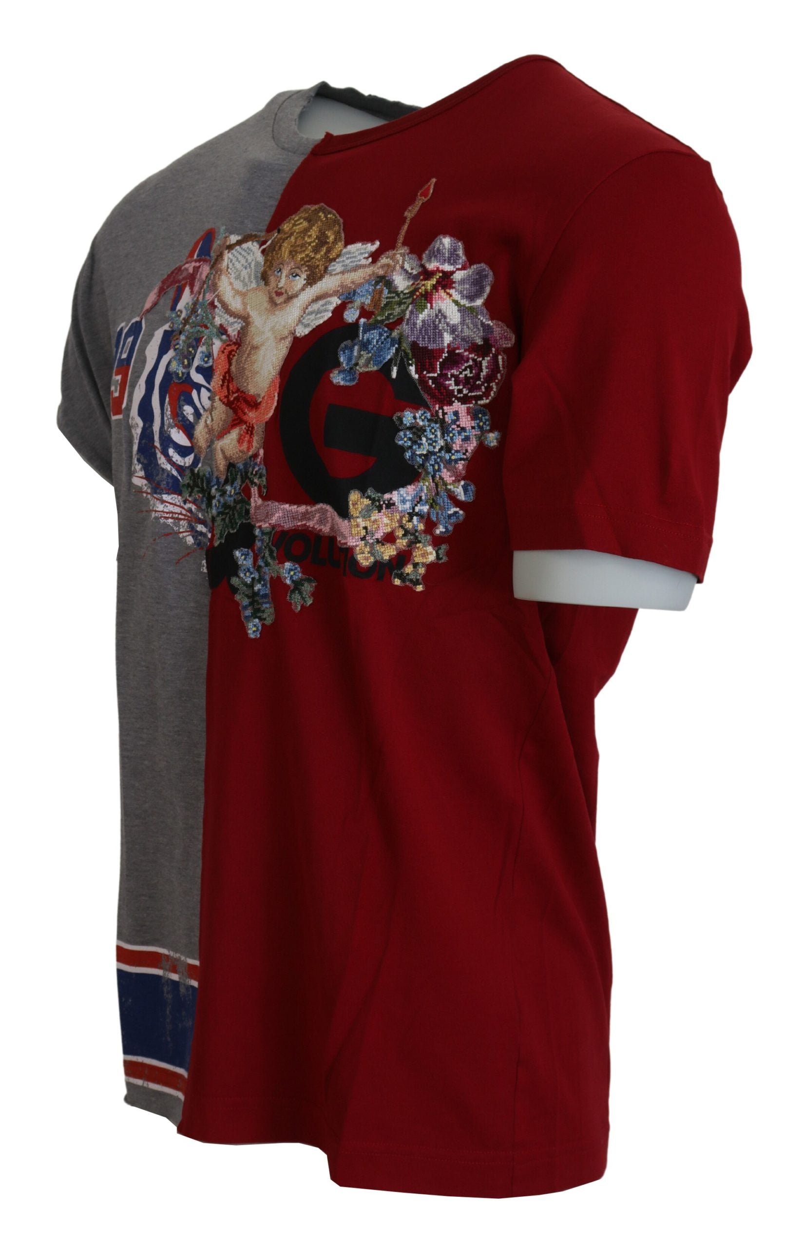 Red Gray Two Model DG Angel Crewneck  T-shirt - ventzia