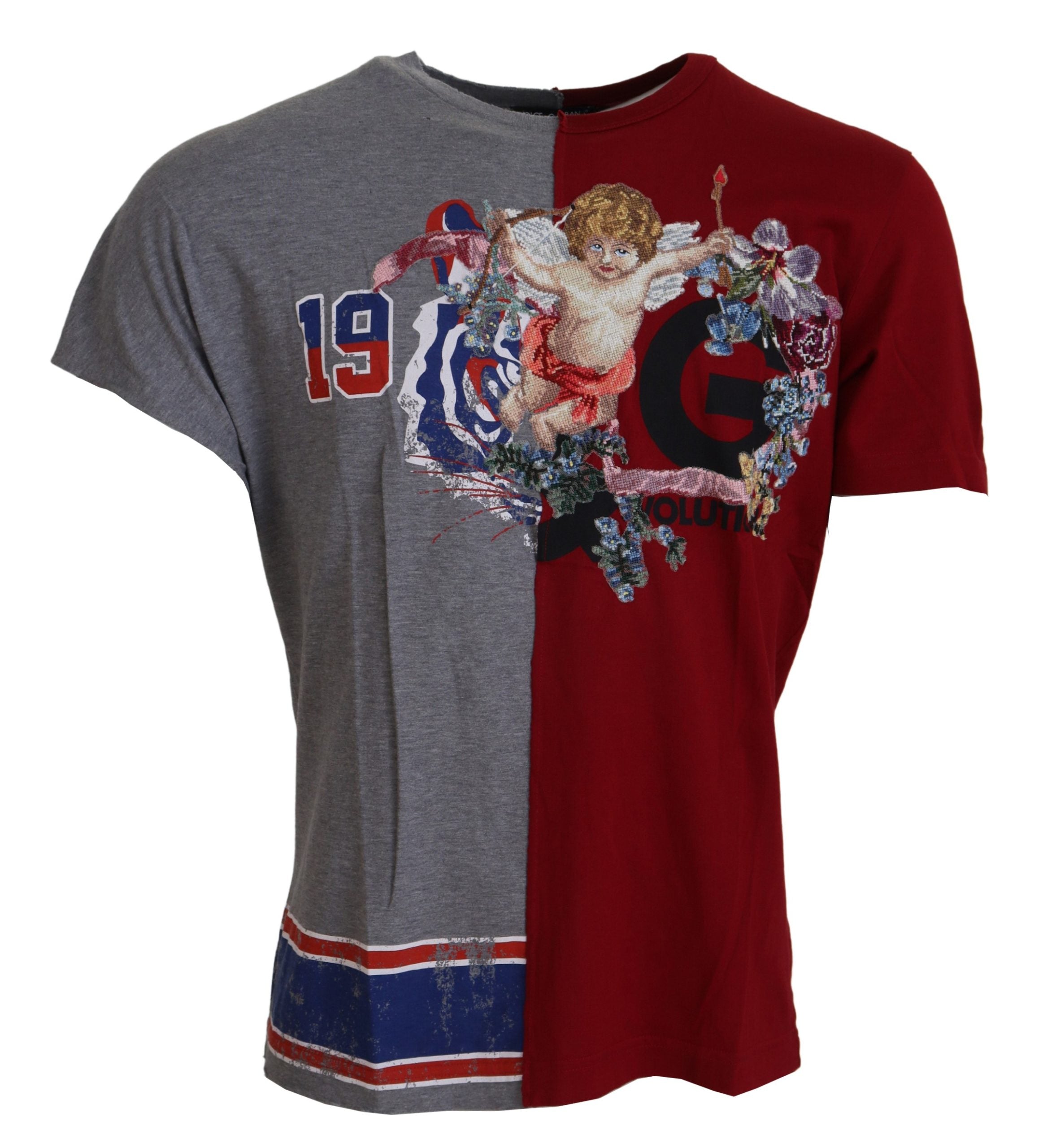 Red Gray Two Model DG Angel Crewneck  T-shirt - ventzia