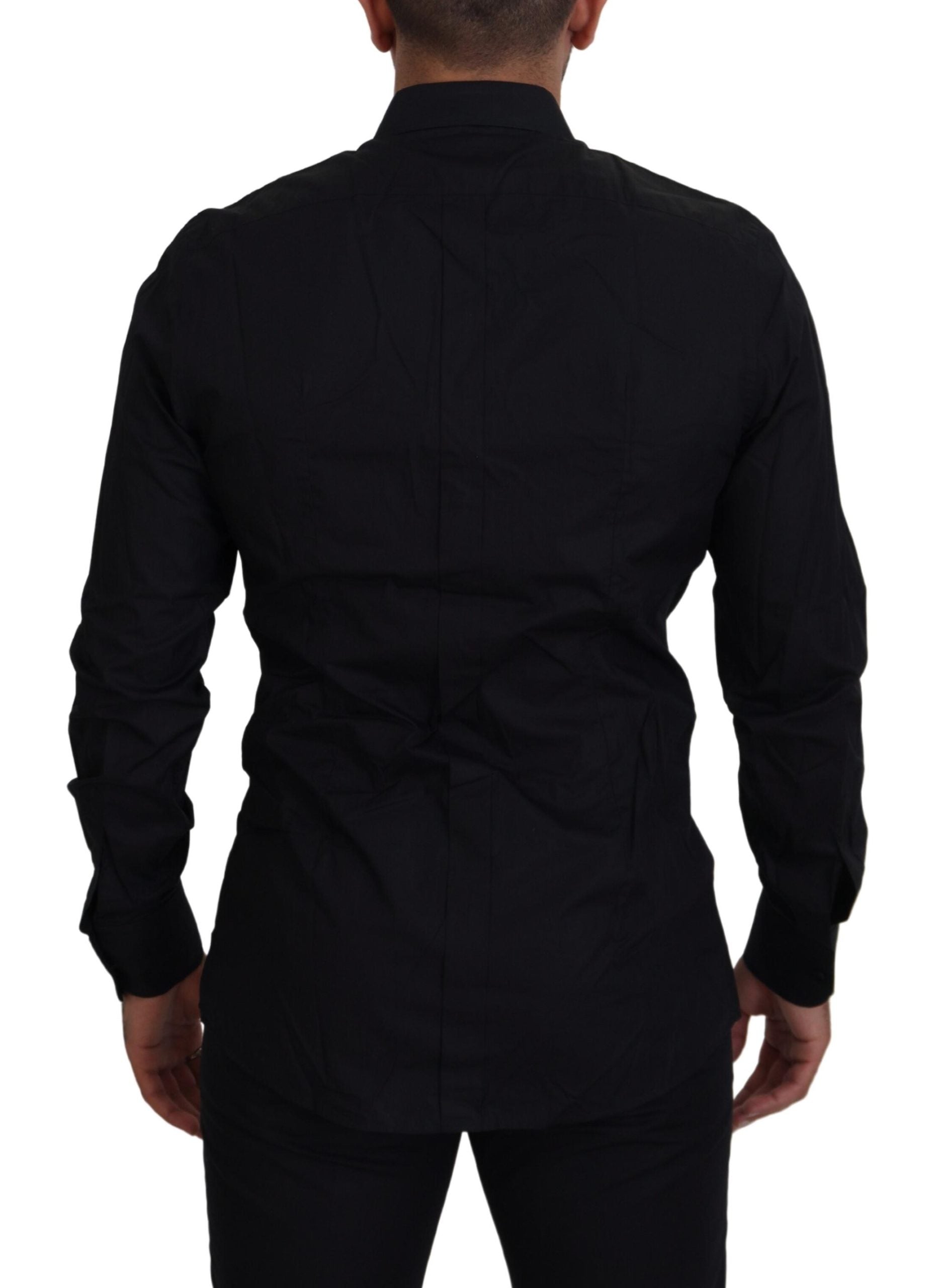 Black Gold Crown Slim Fit Dress Formal Shirt - ventzia