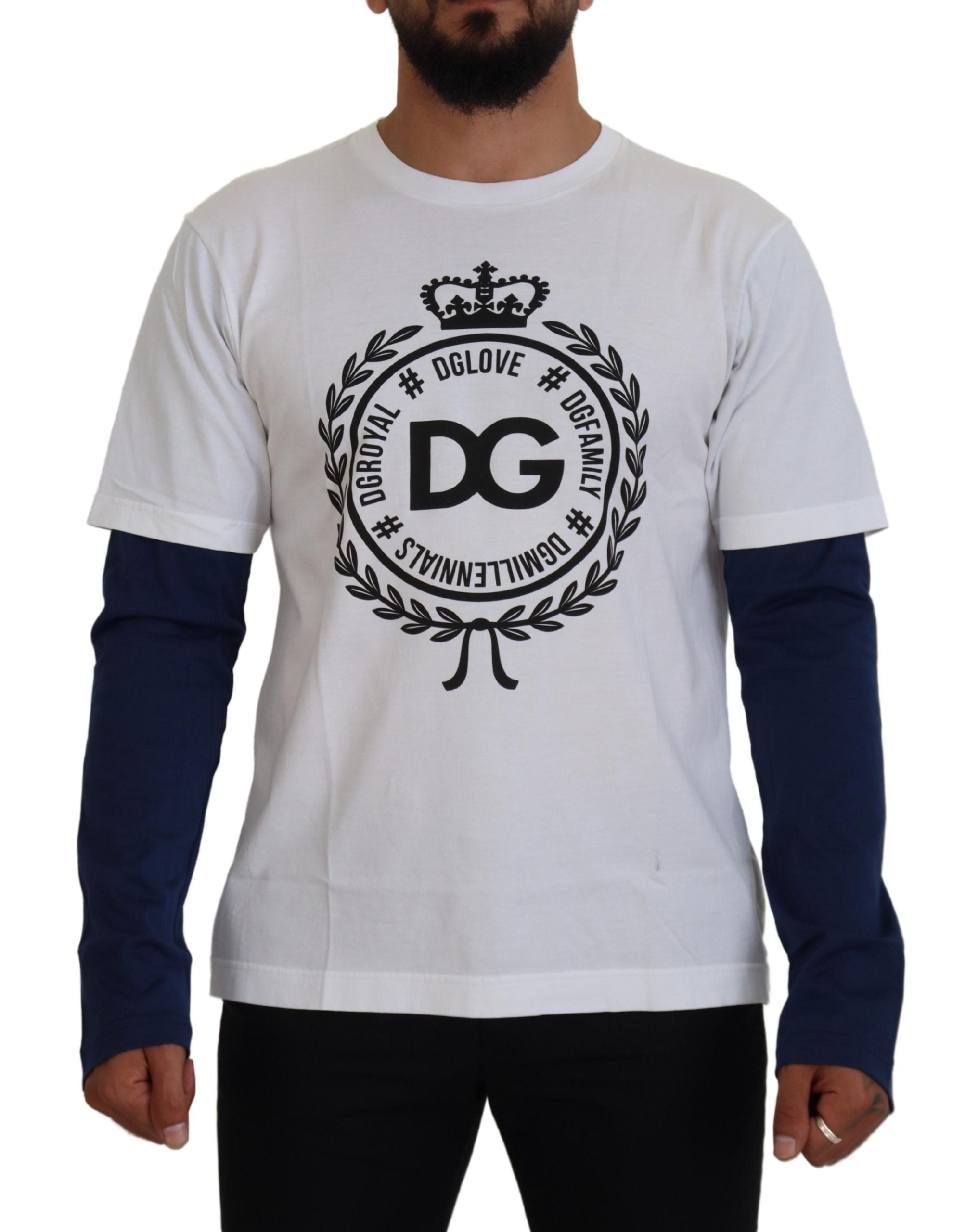 White Blue DG Crown Pullover Sweater - ventzia