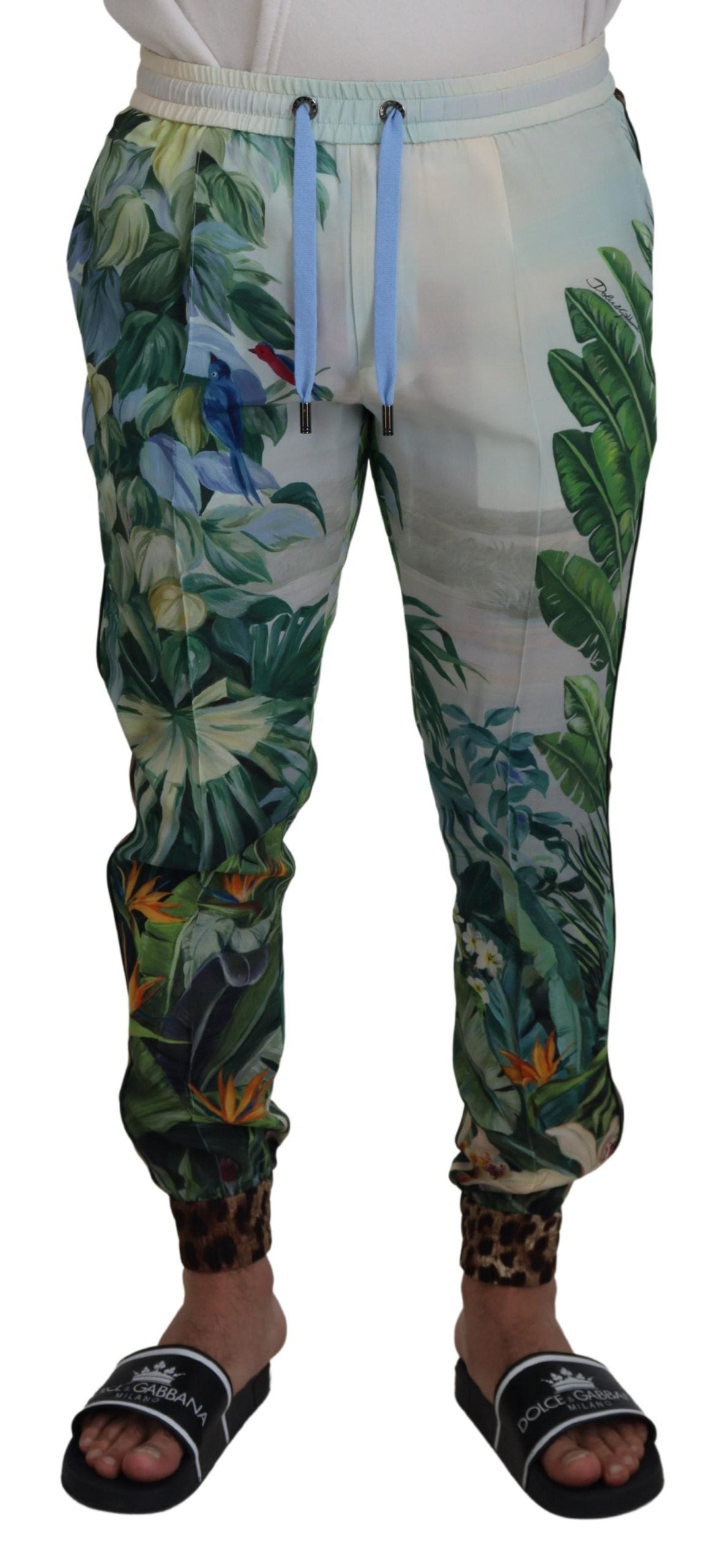 White Floral Printed Men Jogger Pants - ventzia