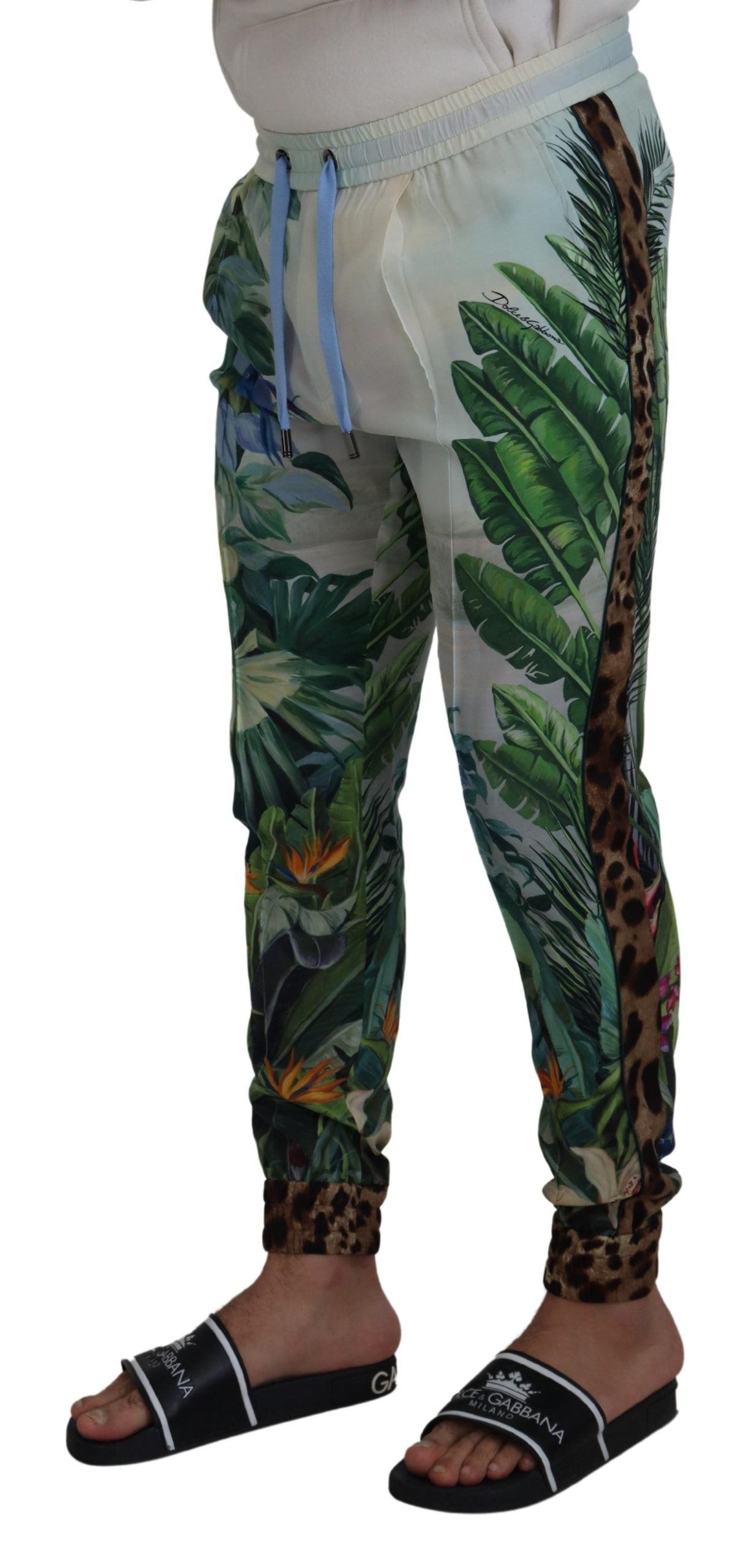 White Floral Printed Men Jogger Pants - ventzia