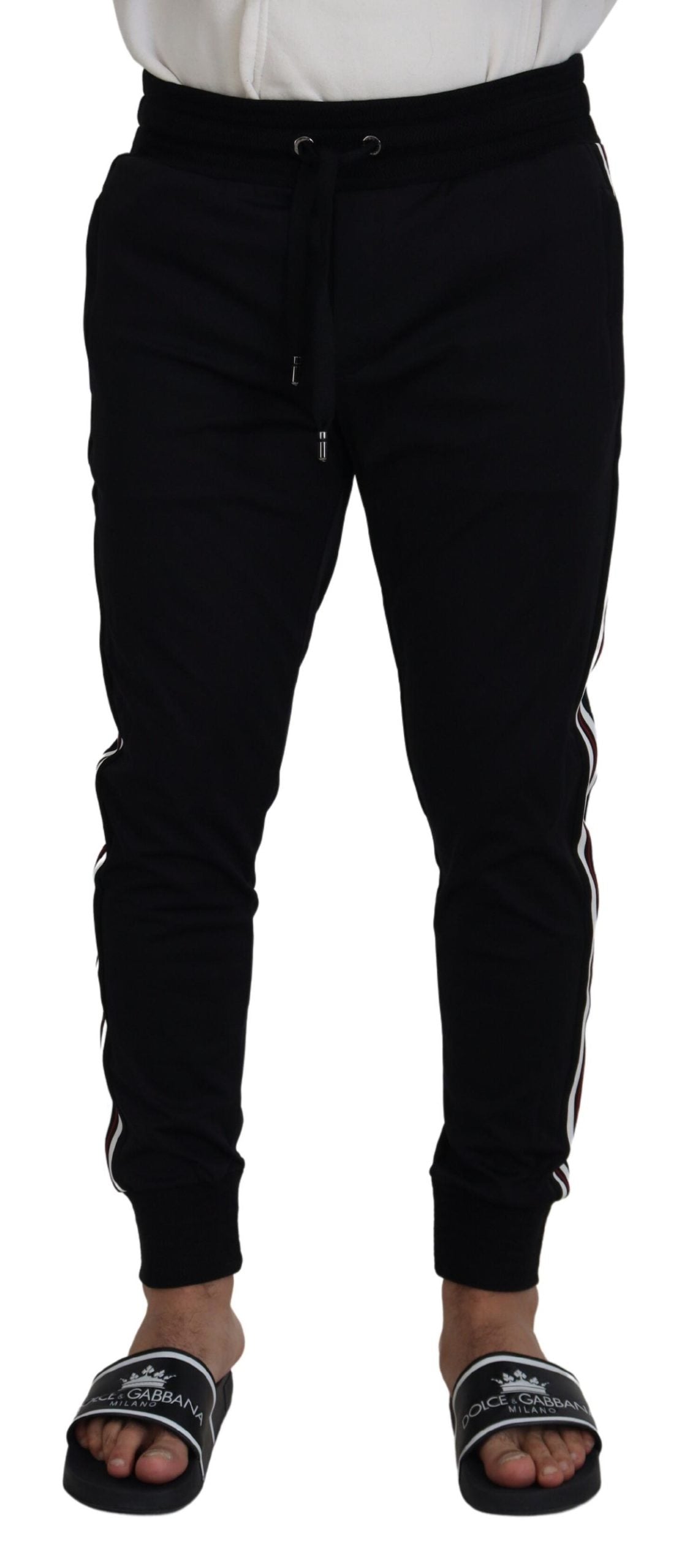 Black DG Print Mens Jogger Pants - ventzia