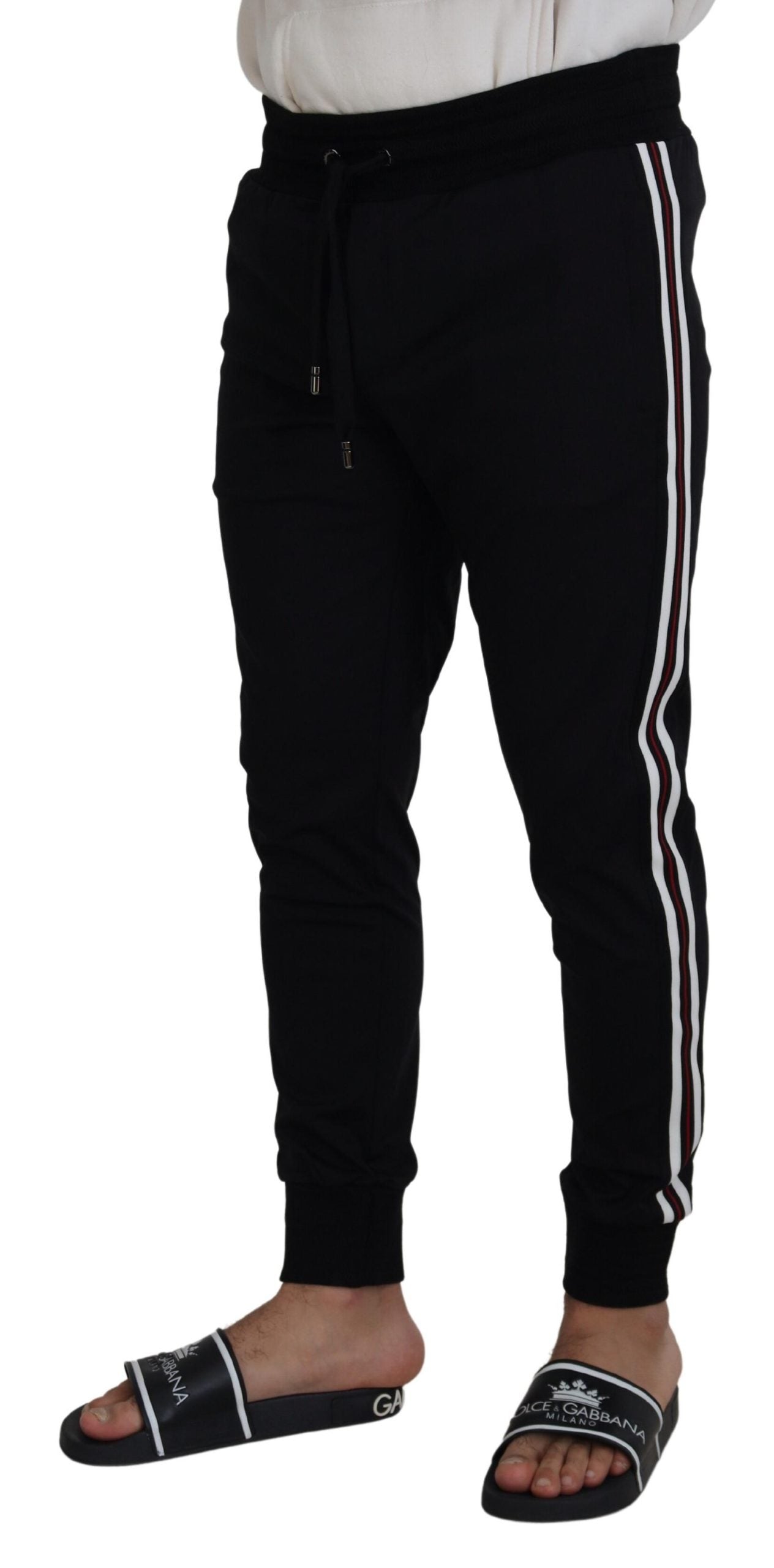 Black DG Print Mens Jogger Pants - ventzia