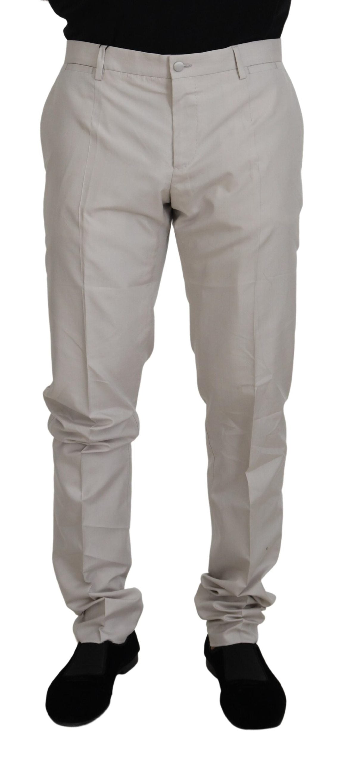 Off White Silk Mid Waist Chino Pants - ventzia