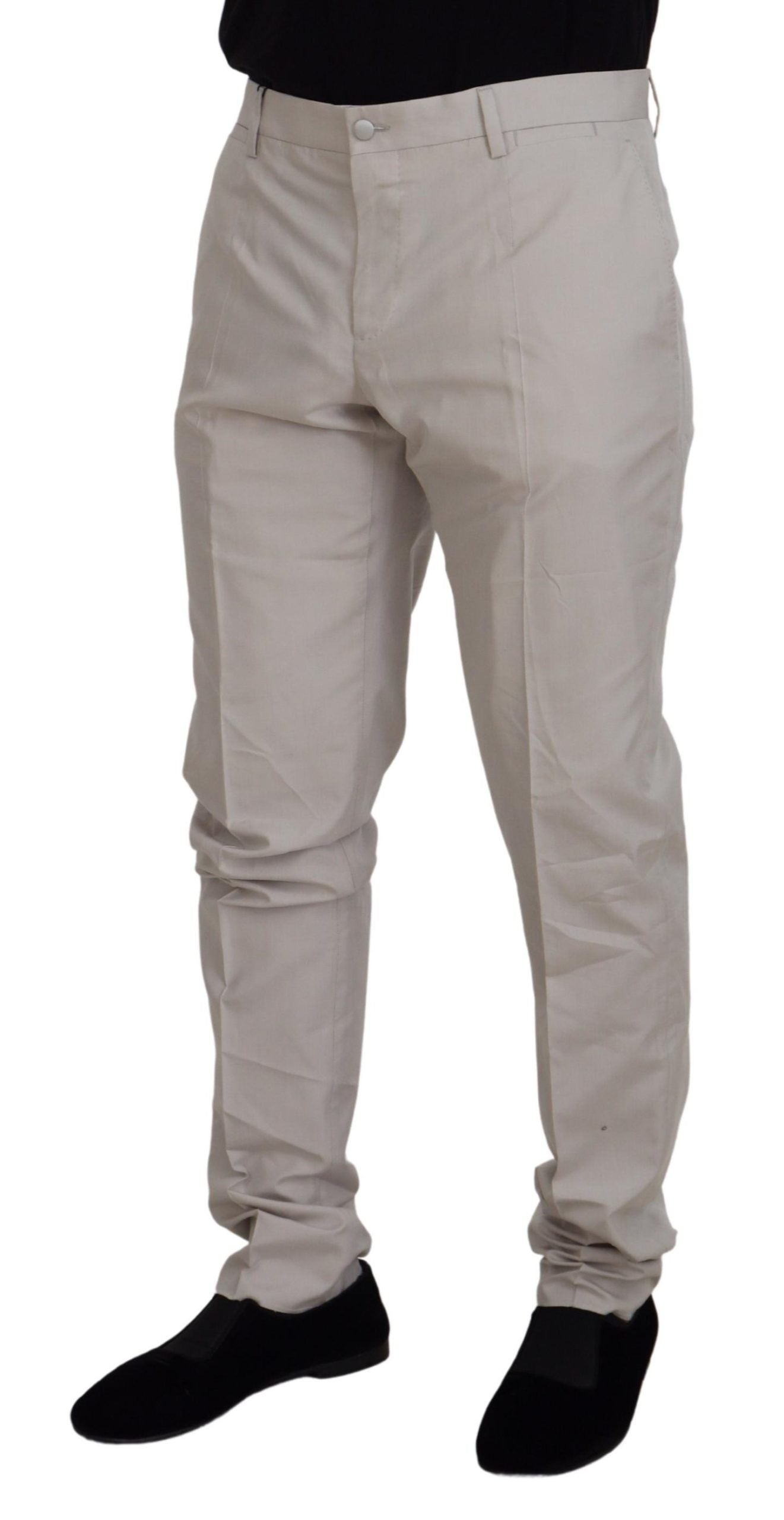 Off White Silk Mid Waist Chino Pants - ventzia
