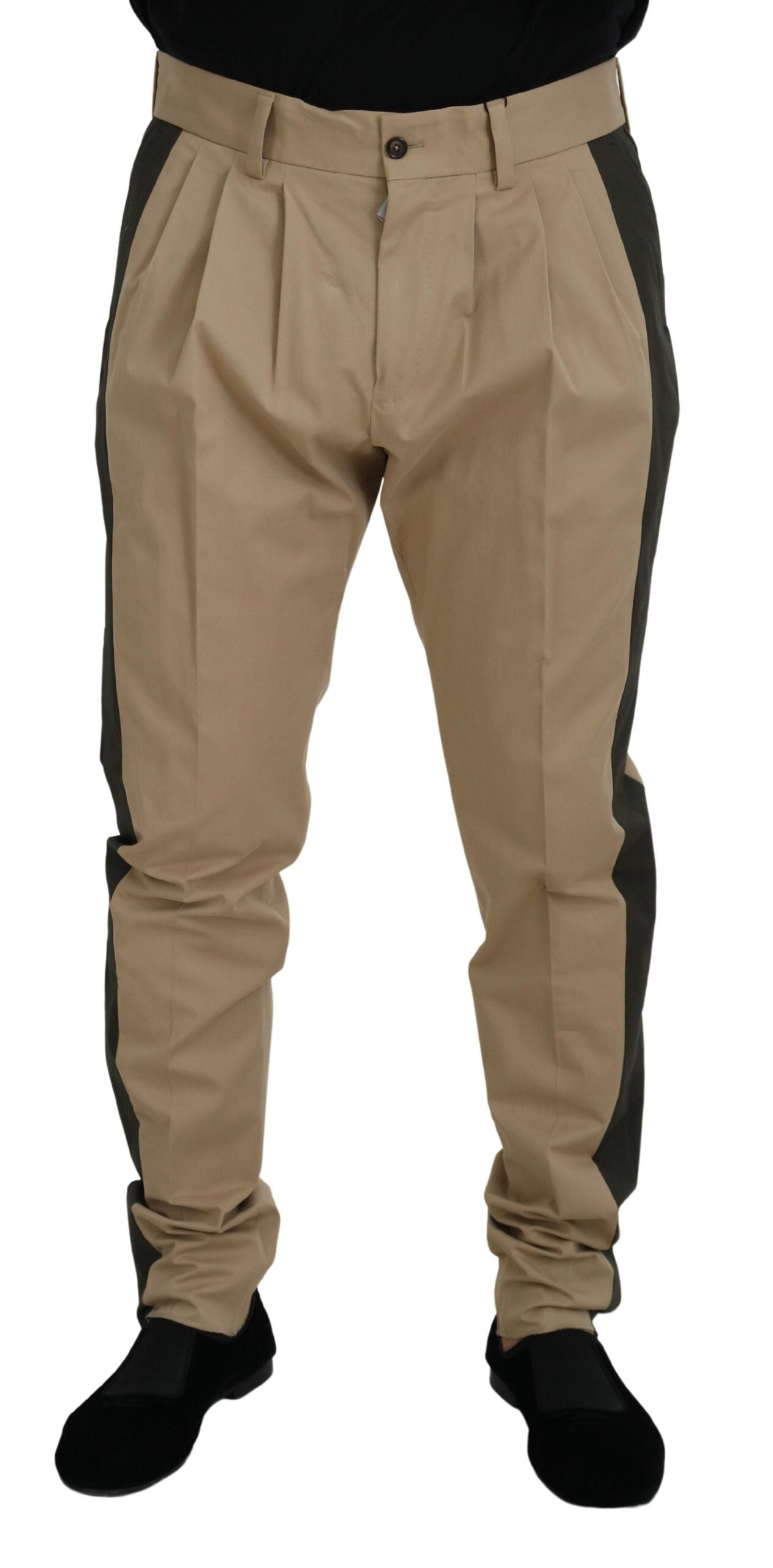 Brown Black Cotton Chino Men Pants - ventzia